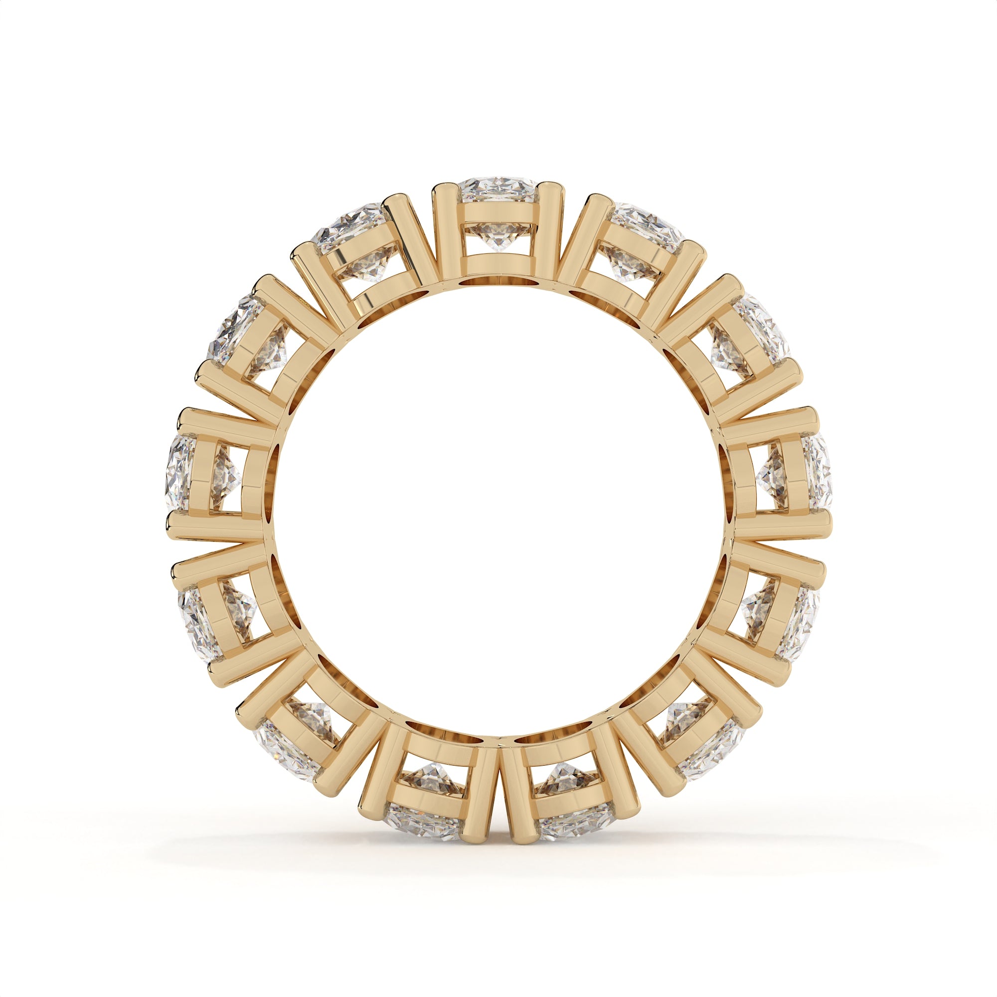 Gold ring with diamond accents on a white background