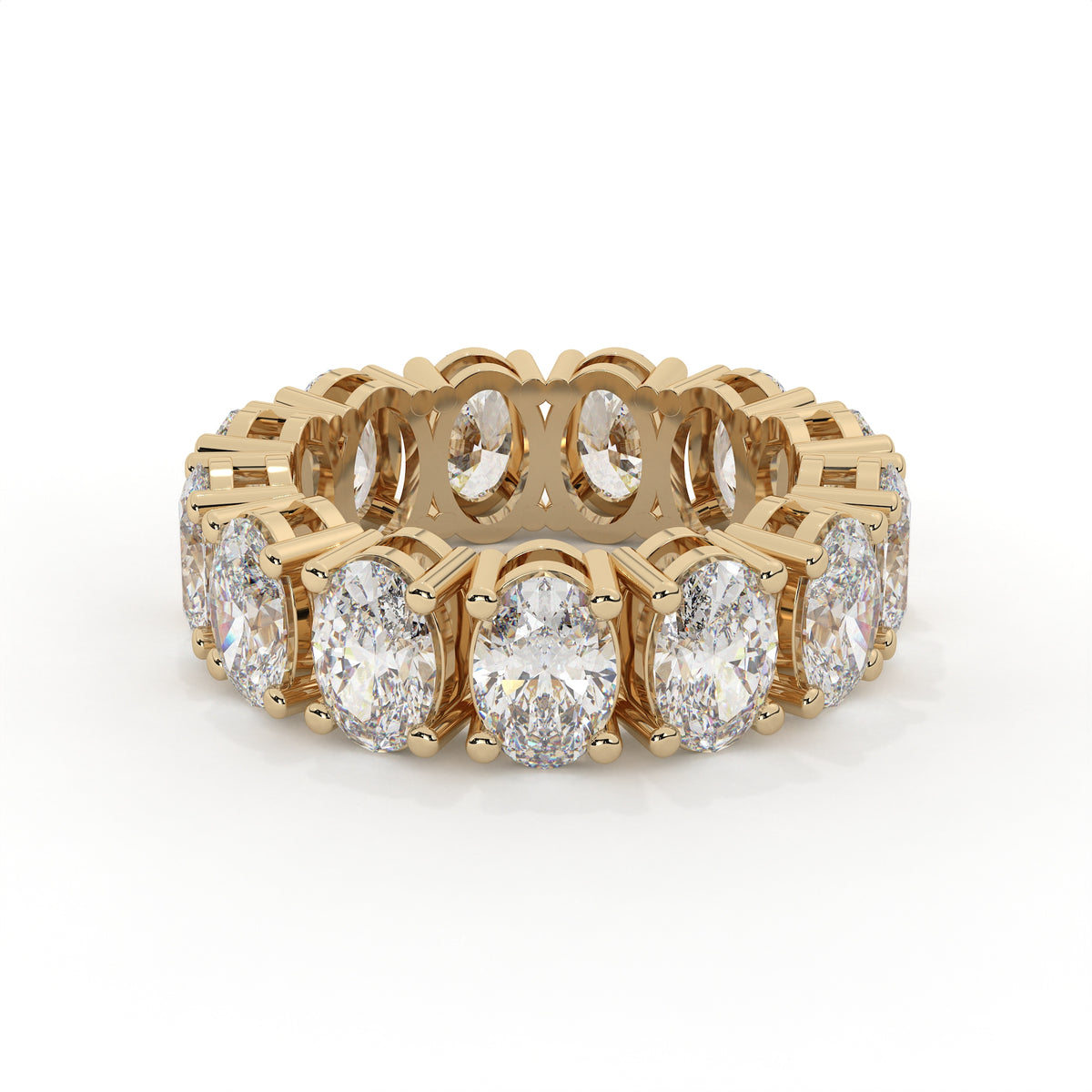 Gold ring with diamonds on a white background