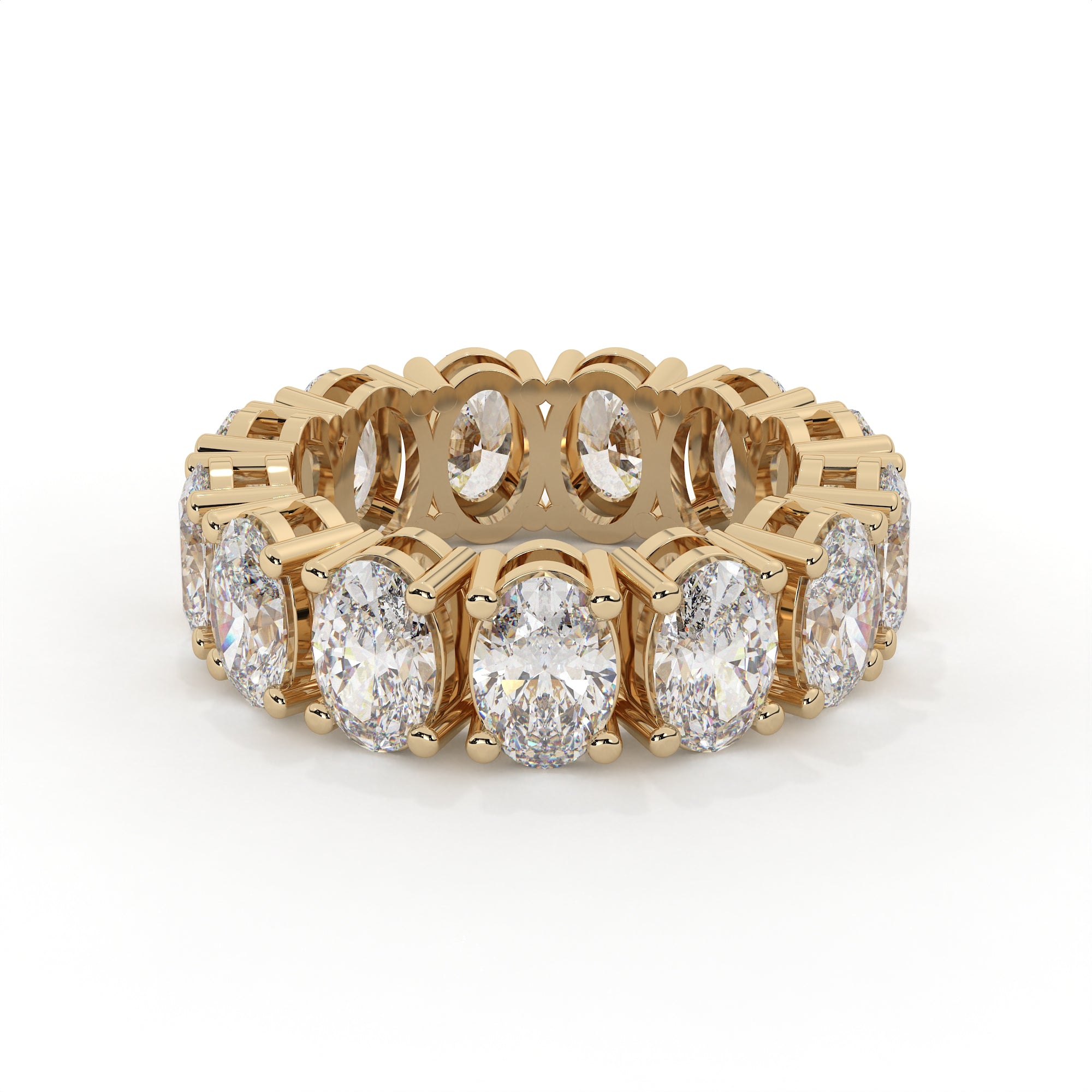Gold ring with diamonds on a white background