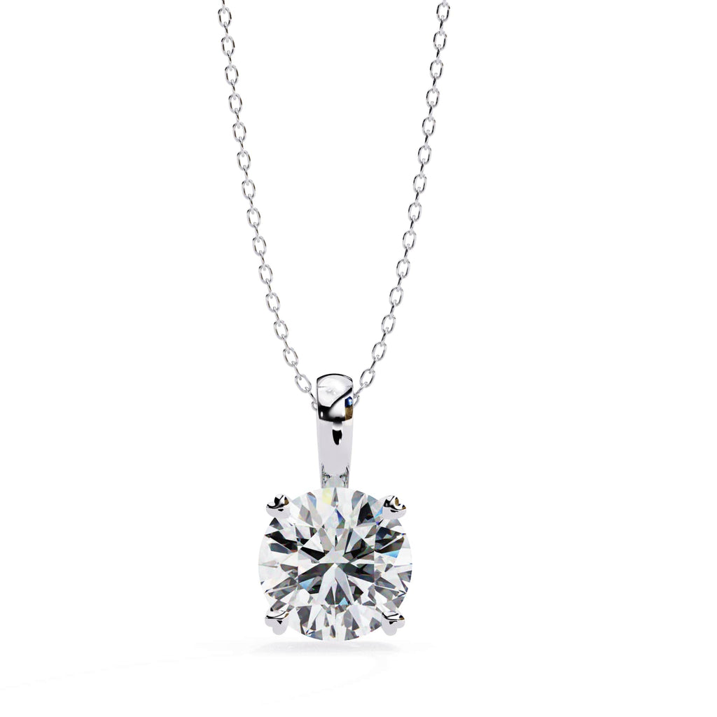 0.80 Carat Classic Round Cut Lab Grown Diamond Gold Chain Pendant