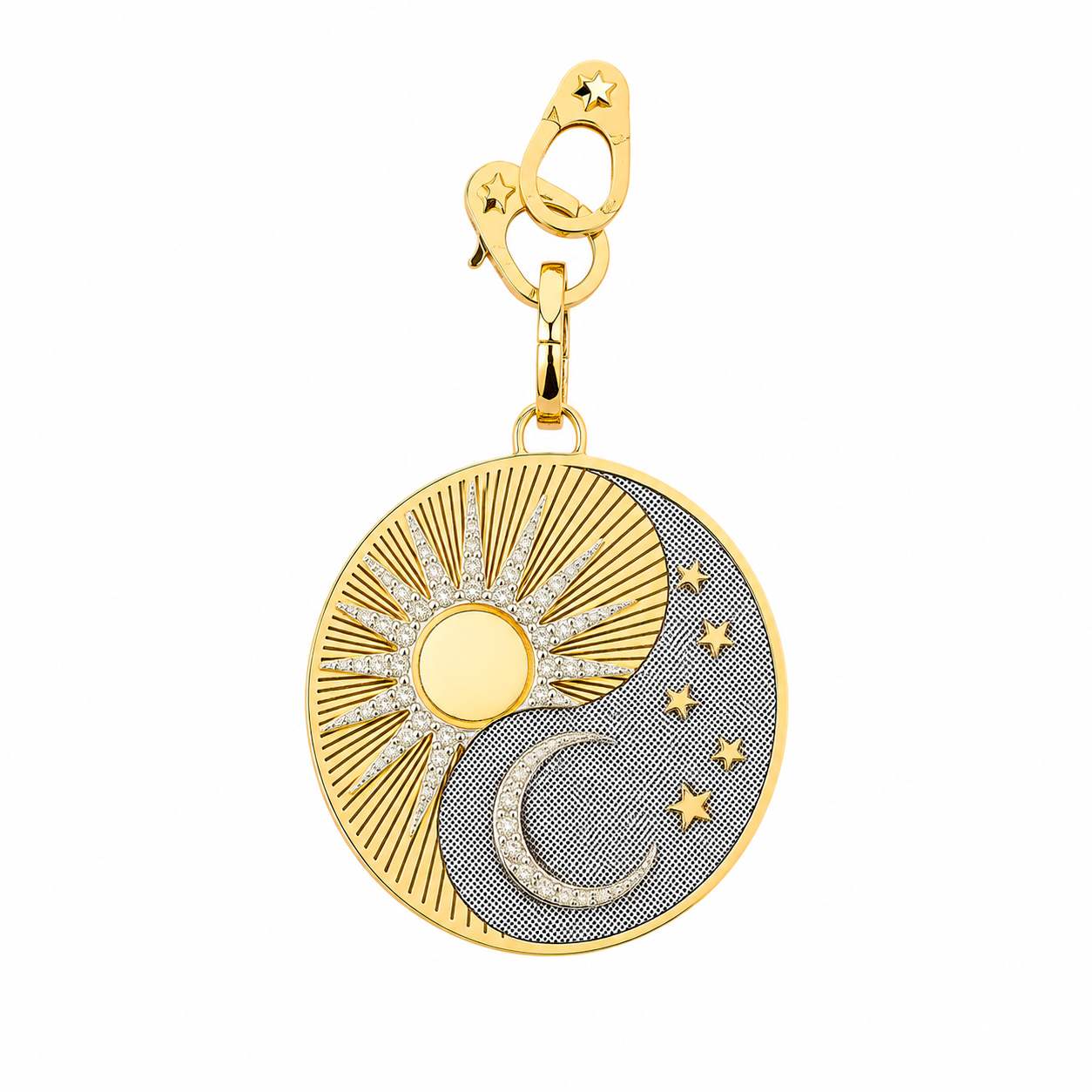 14K Yellow Gold Sun Moon Pendant