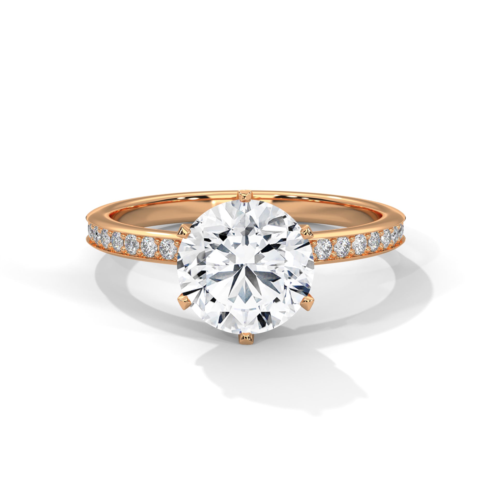 Round Lab Diamond Solitaire Ring With Accent
