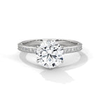 Round Lab Diamond Solitaire Ring With Accent