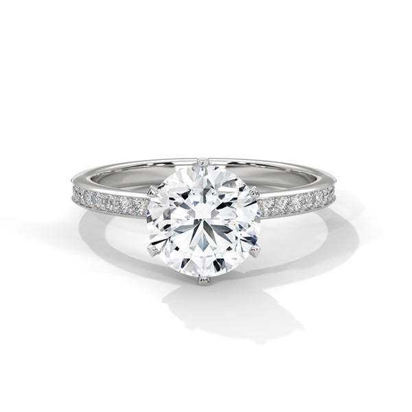Round Lab Diamond Solitaire Ring With Accent