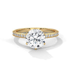 Round Diamond Solitaire Ring With Accent Setting