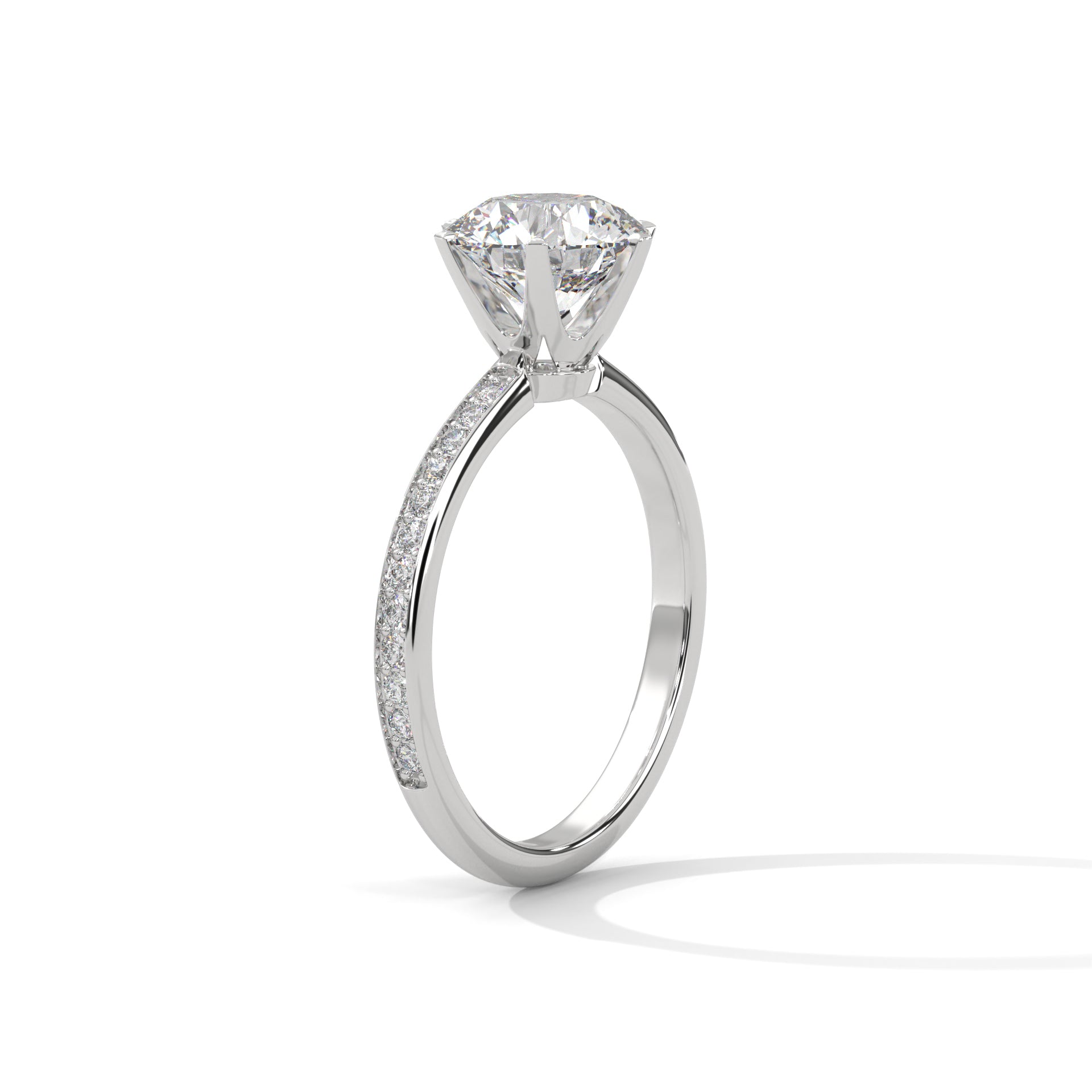 Round Diamond Solitaire Ring With Accent Setting