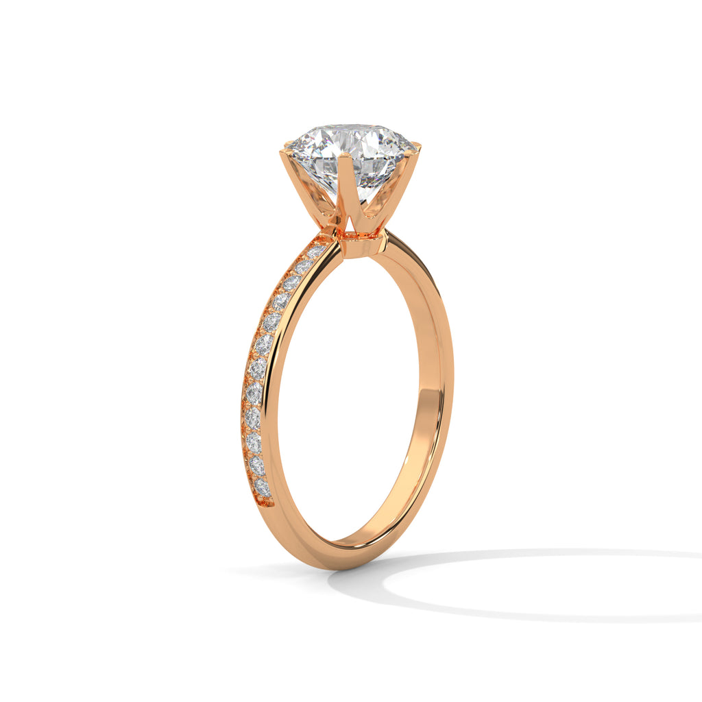 Round Diamond Solitaire Ring With Accent Setting
