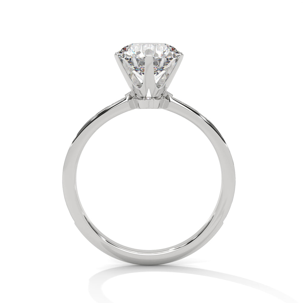 Round Diamond Solitaire Ring With Accent Setting