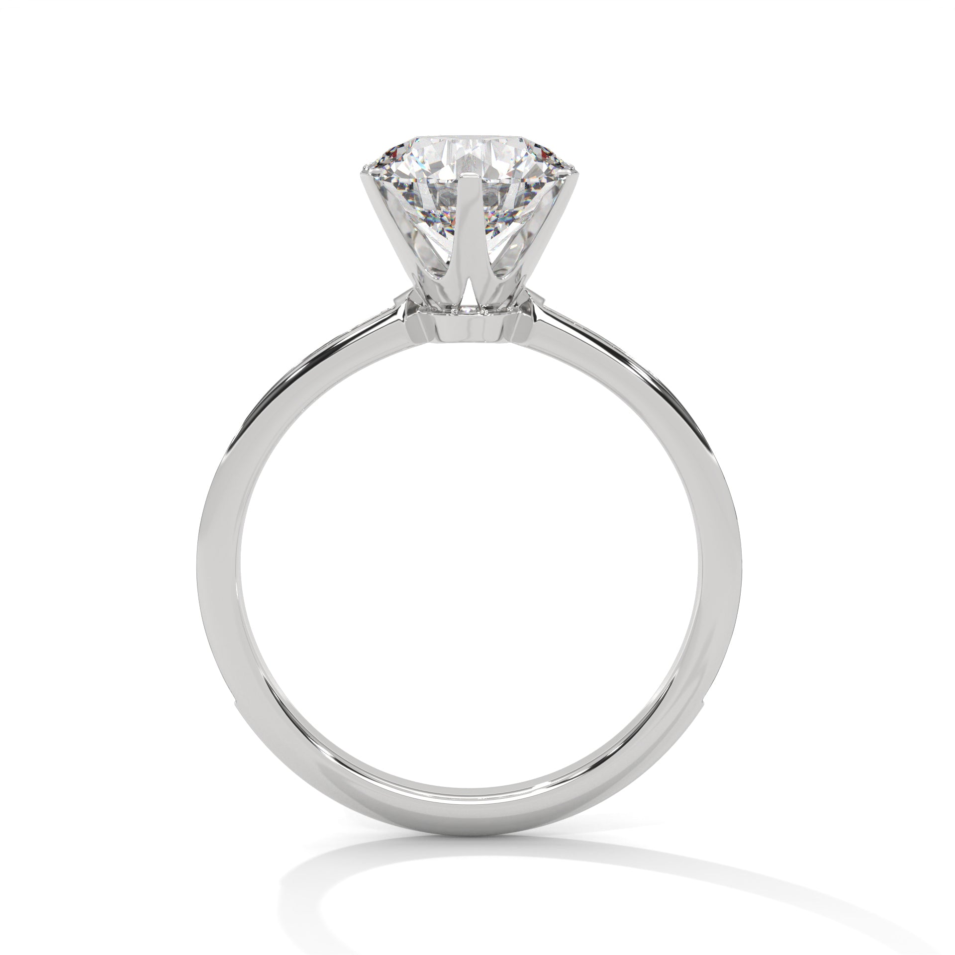 Round Lab Diamond Solitaire Ring With Accent