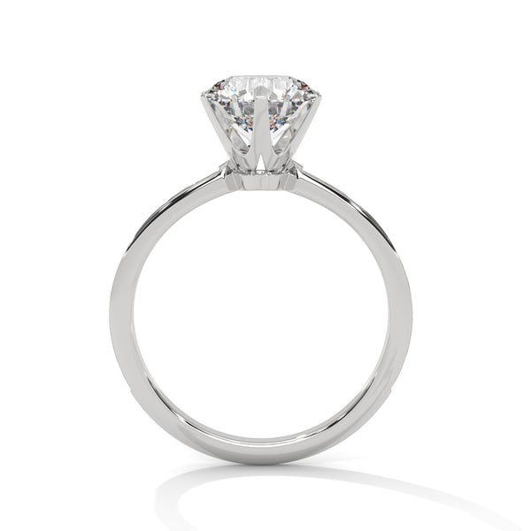 Round Lab Diamond Solitaire Ring With Accent