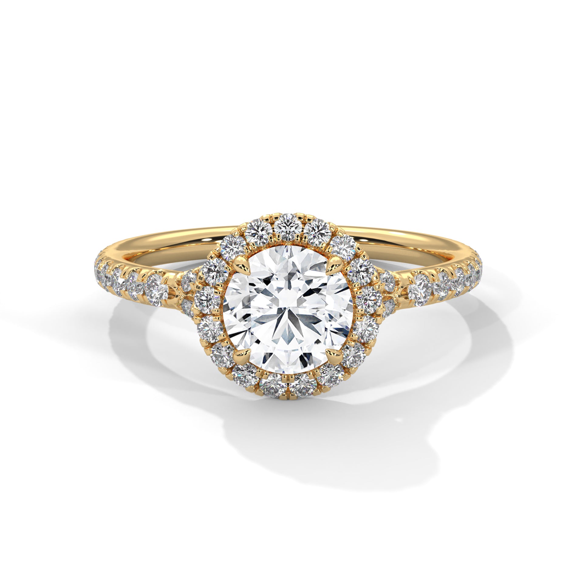 1 Carat Round Lab Diamond Halo Engagement Ring