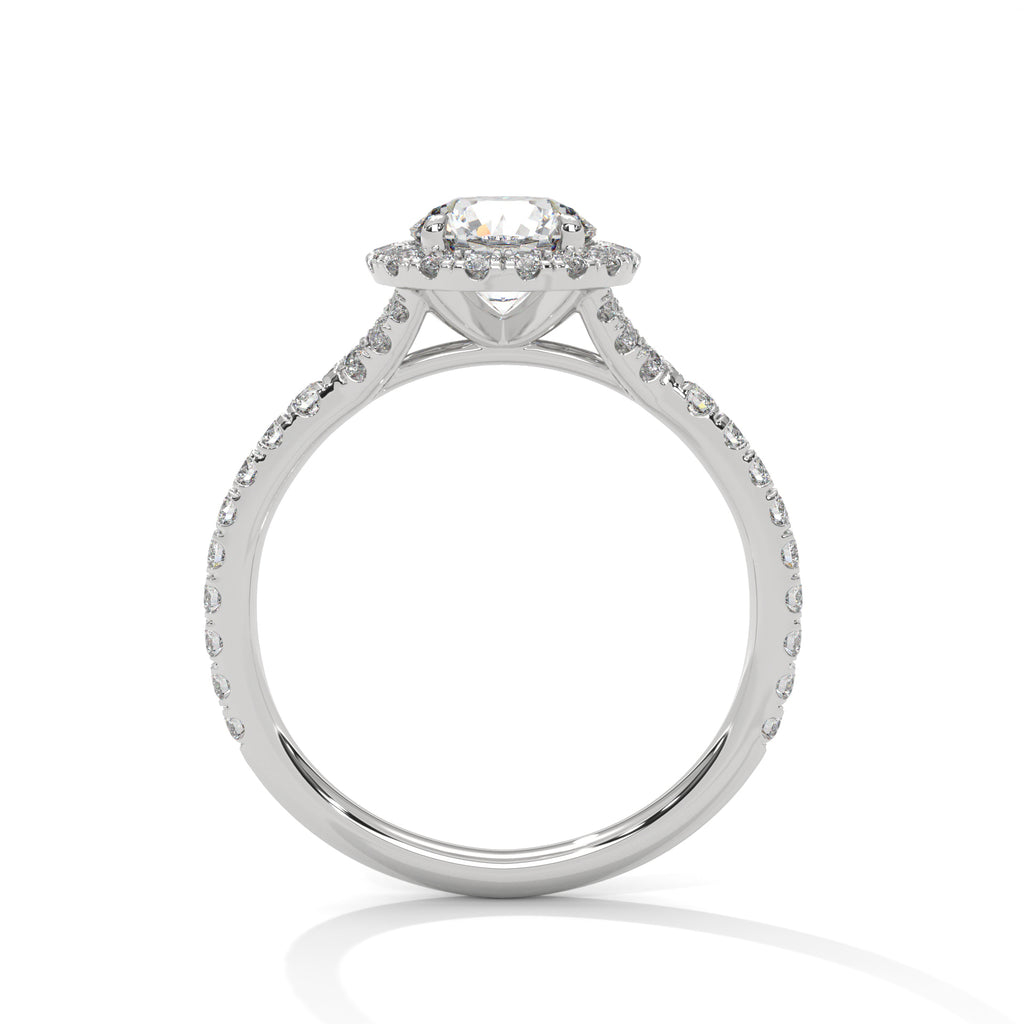 1 Carat Round Diamond Halo Solitaire Engagement Ring
