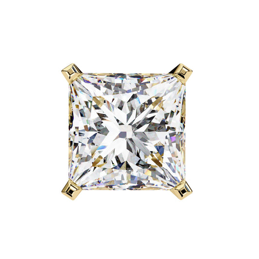 Princess Cut Stud with V Prong Setting