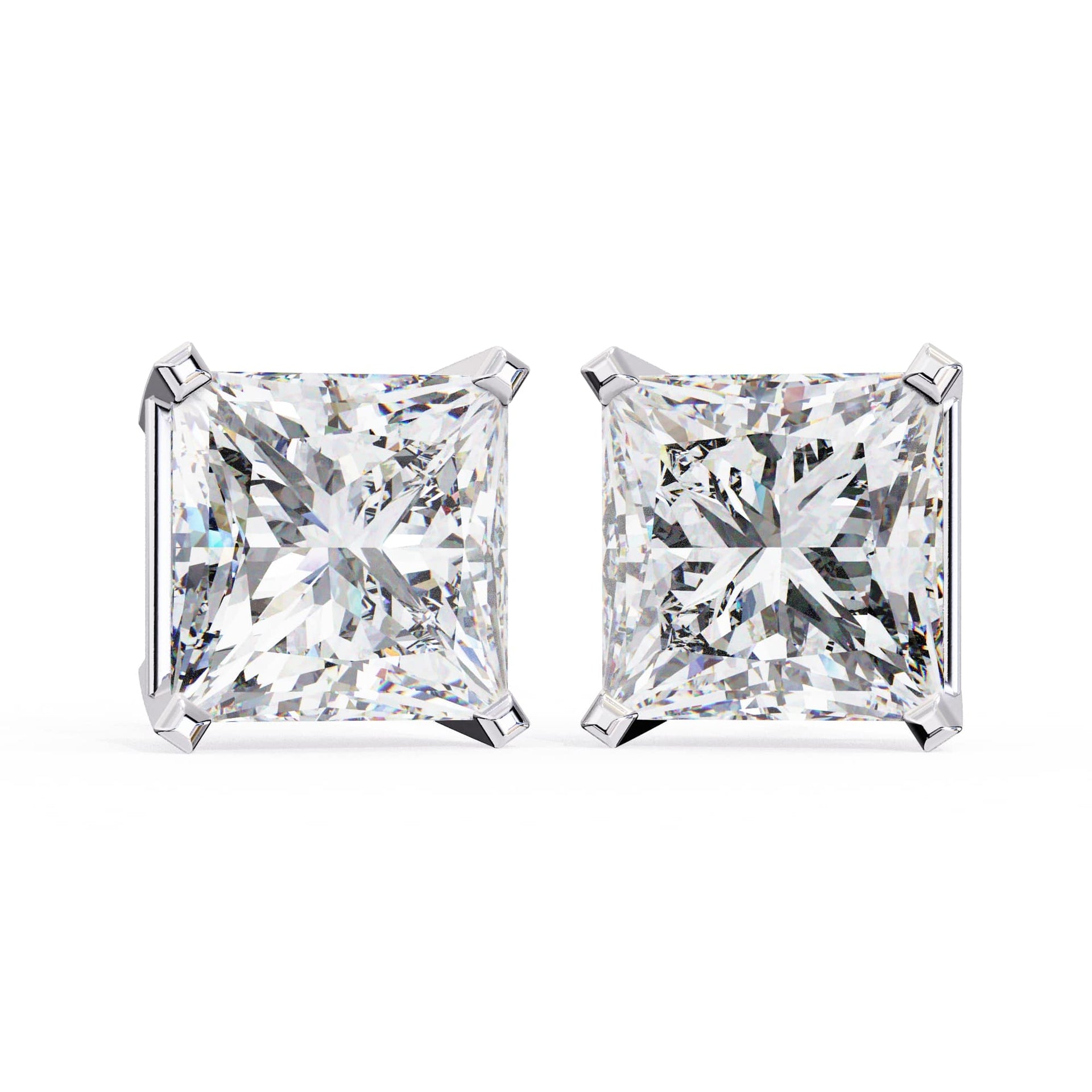 Lab Grown Princess Cut Diamond Stud with V Prong