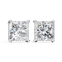 Princess Cut Stud with V Prong Setting