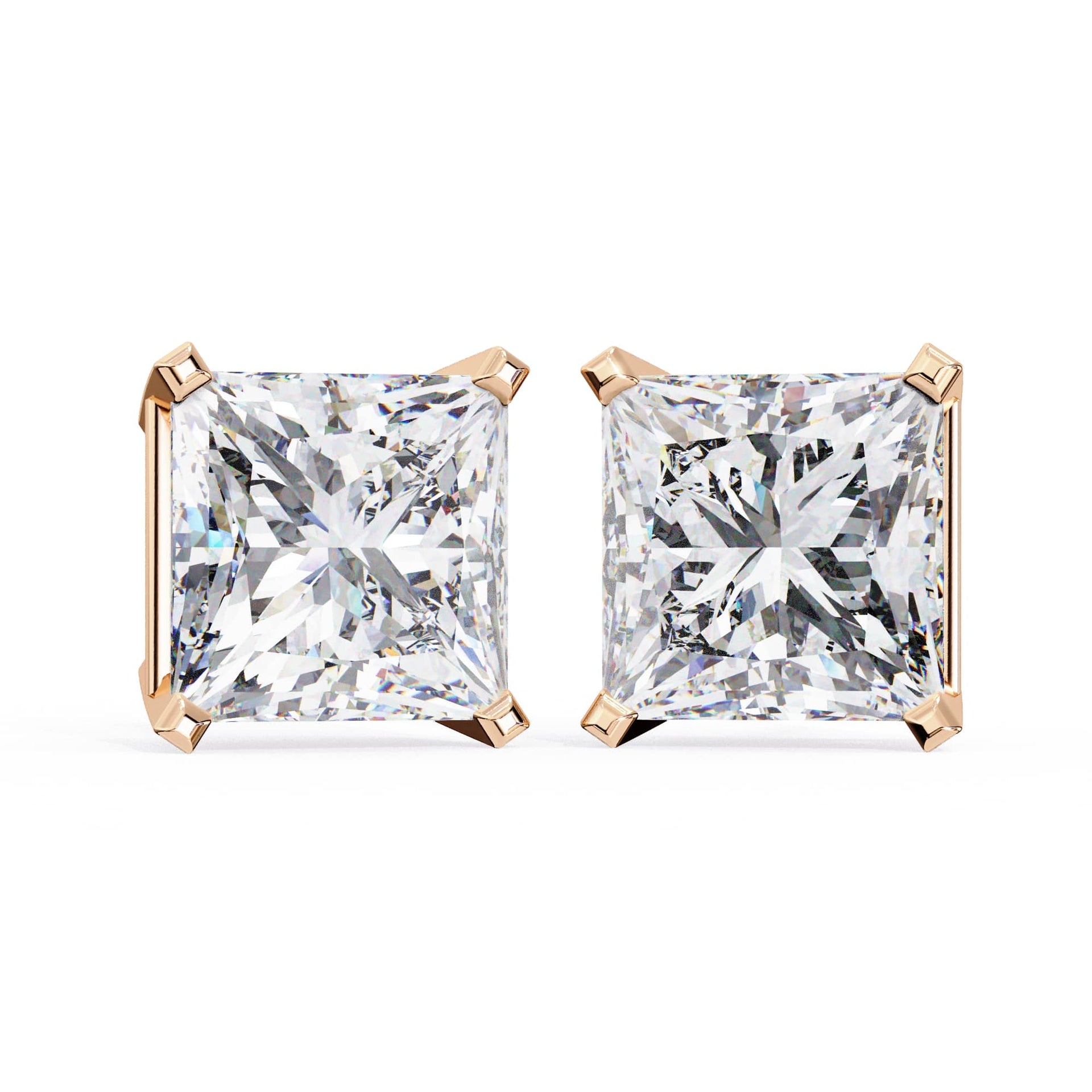 Lab Grown Princess Cut Diamond Stud with V Prong