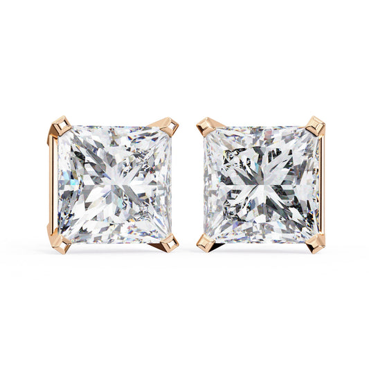 Princess Cut Stud with V Prong Setting