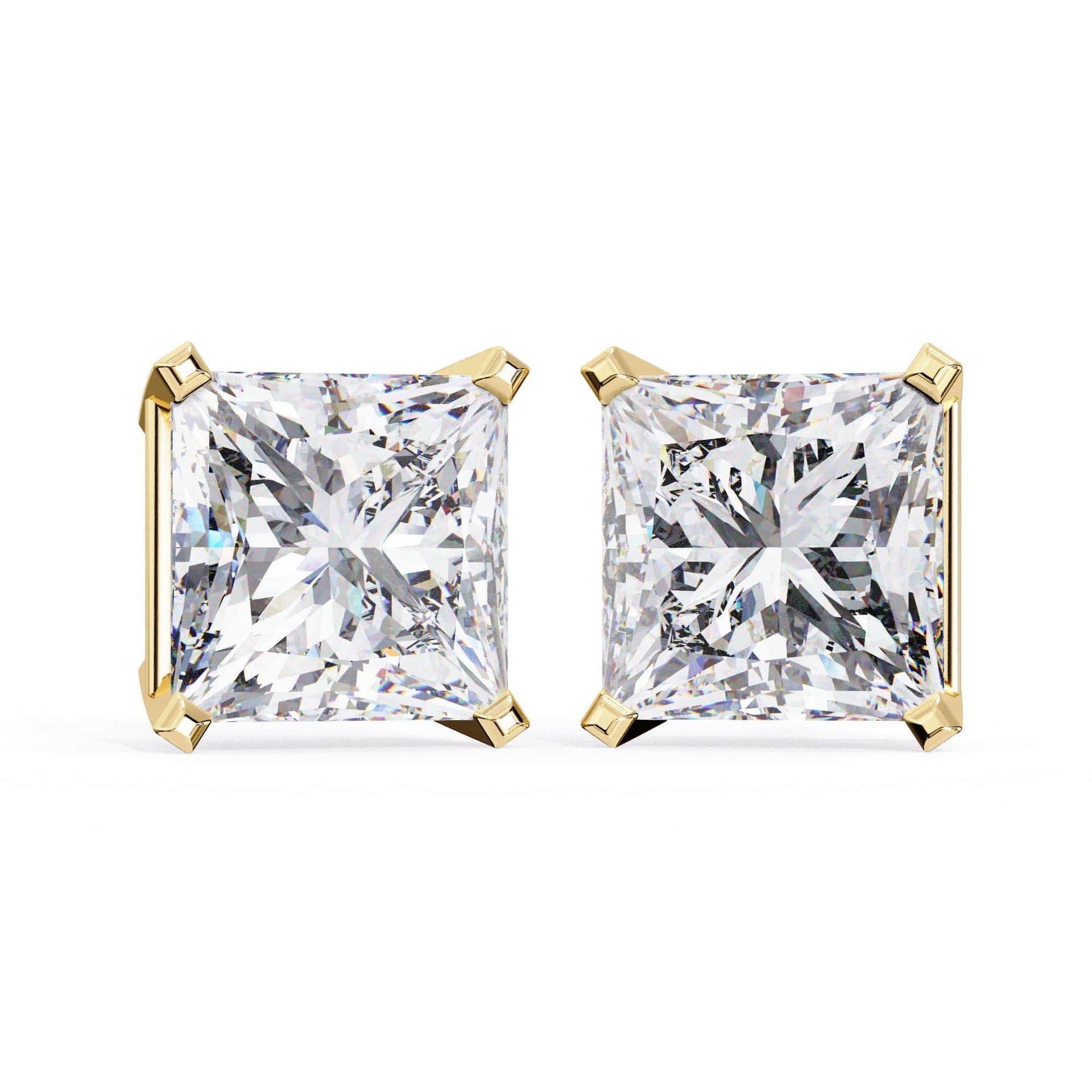 Lab Grown Princess Cut Diamond Stud with V Prong