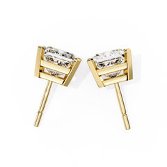 Princess Cut Stud with V Prong Setting