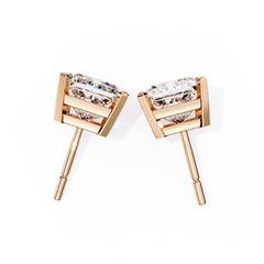 Princess Cut Stud with V Prong Setting
