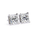 Princess Cut Stud with V Prong Setting