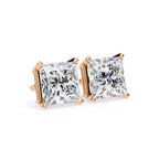 Princess Cut Stud with V Prong Setting