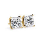 Princess Cut Stud with V Prong Setting