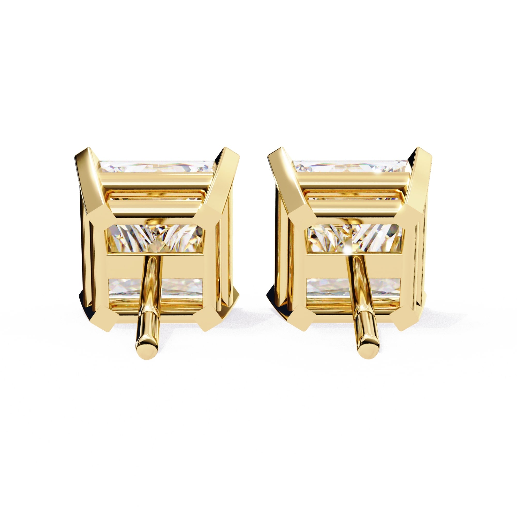 Princess Cut Stud with V Prong Setting