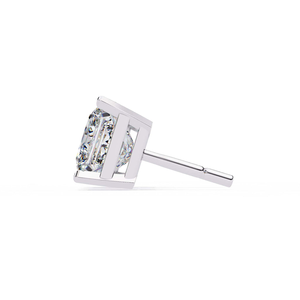 Princess Cut Stud with V Prong Setting