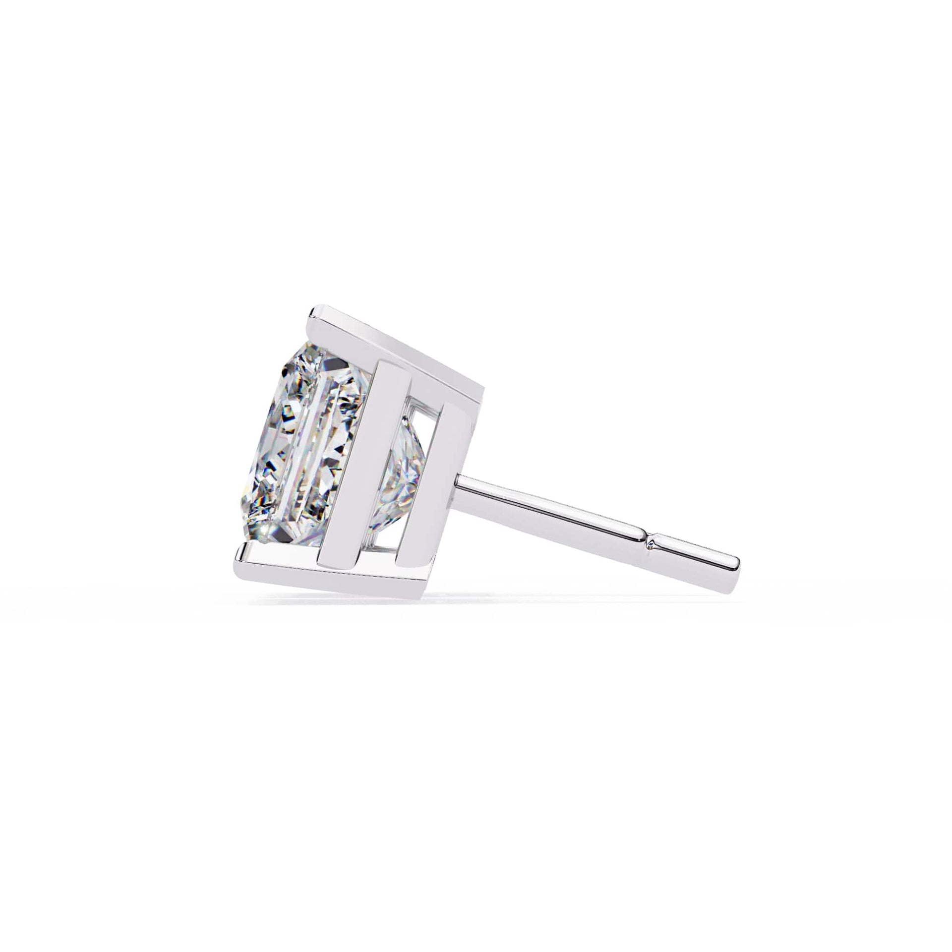 Lab Grown Princess Cut Diamond Stud with V Prong