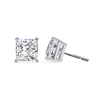 Princess Cut Stud with V Prong Setting