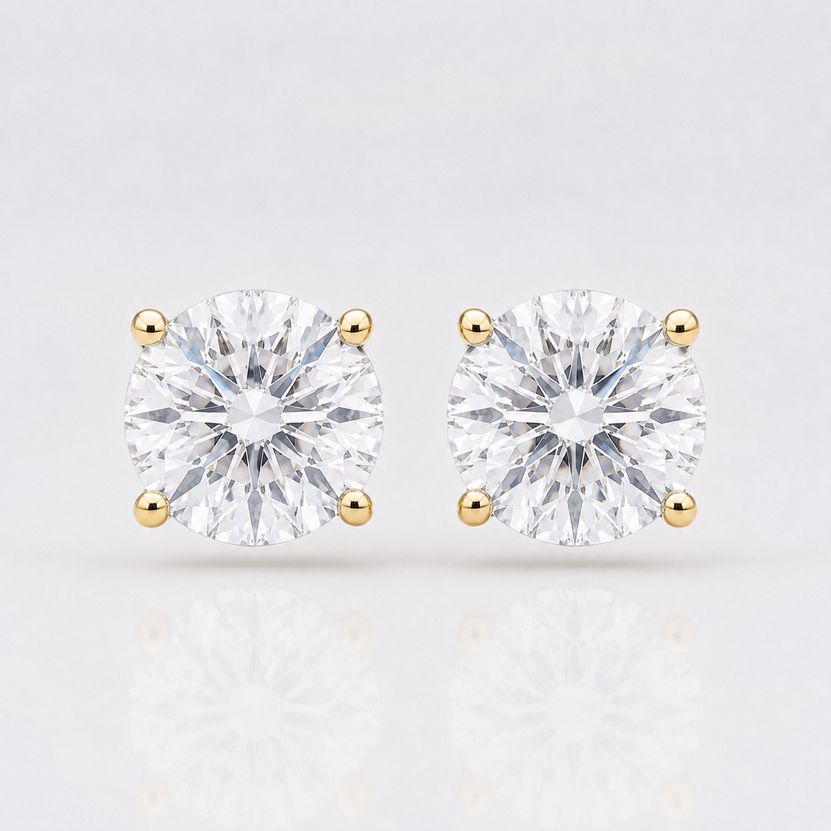 6 Carat Round Cut Lab Grown Diamonds Stud Earrings