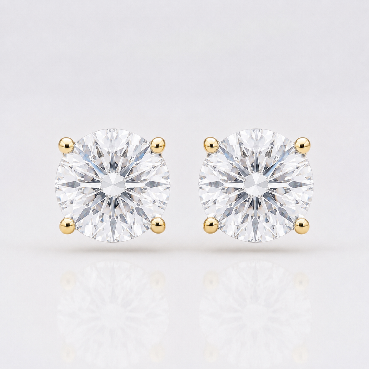 6 Carat Round Lab Diamonds Stud Earrings