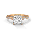 2 Carat Princess Lab Diamond Solitaire Accent Ring