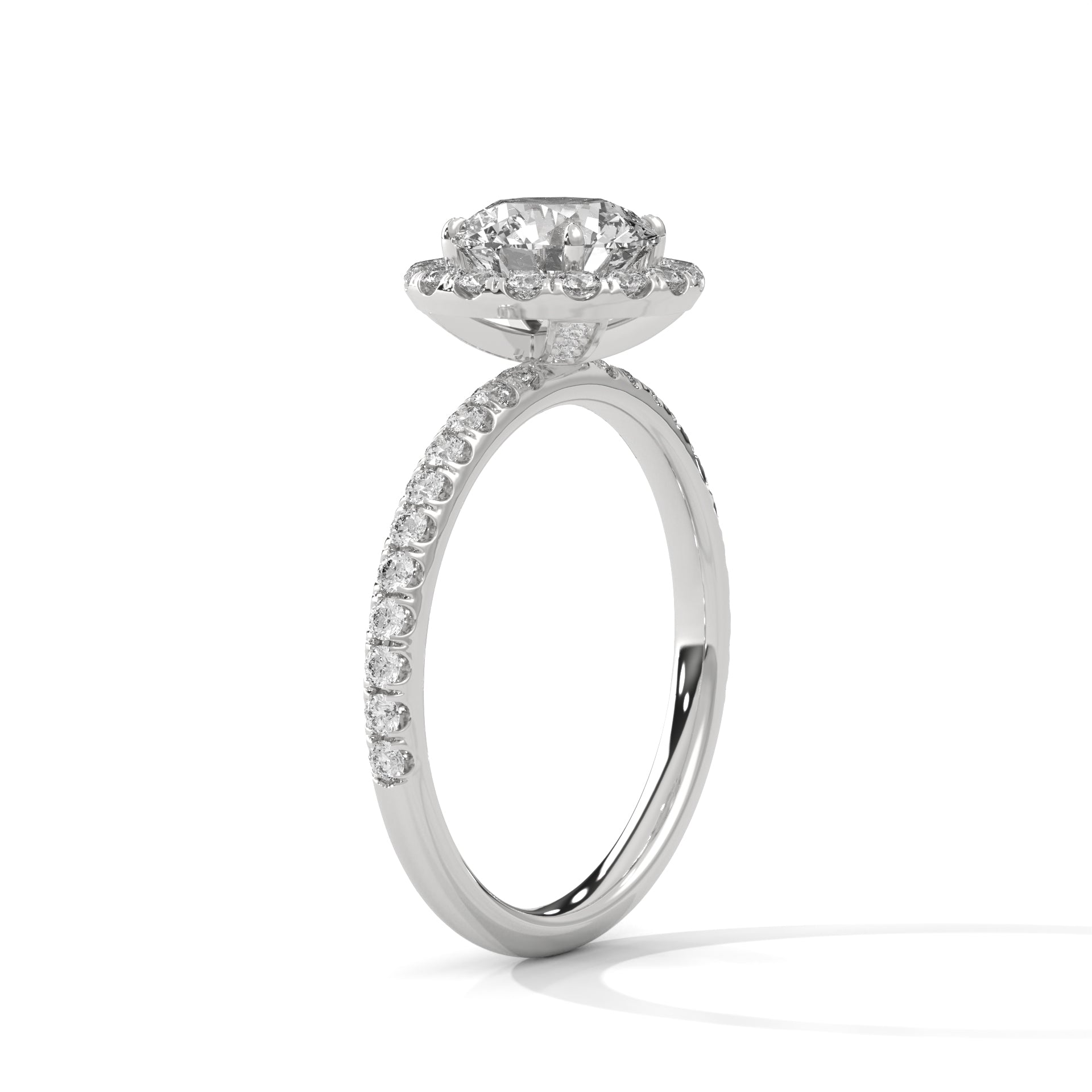Round Diamond Halo Solitaire Engagement Ring