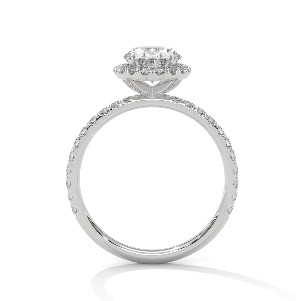 Oval Cut Lab Diamond Halo Solitaire Ring