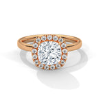 Halo  Cushion Cut Lab Diamond Engagement Ring