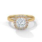 Cushion Cut Halo Diamond Solitaire Engagement Ring