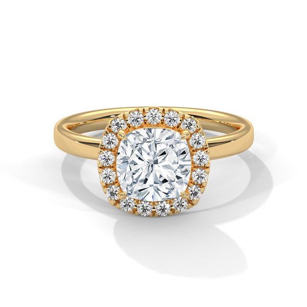Halo  Cushion Cut Lab Diamond Engagement Ring