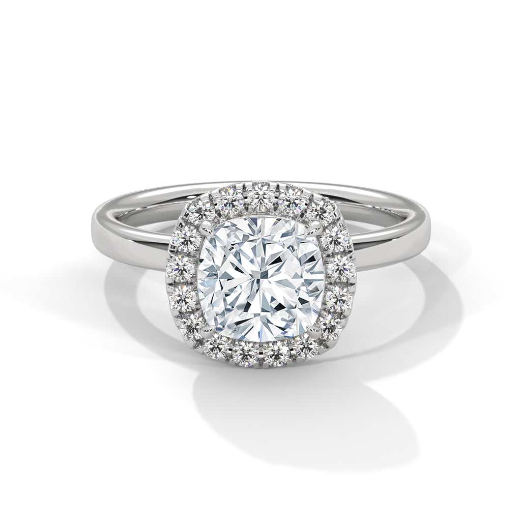 Cushion Cut 2 Carat Lab Diamond Halo Engagement Ring