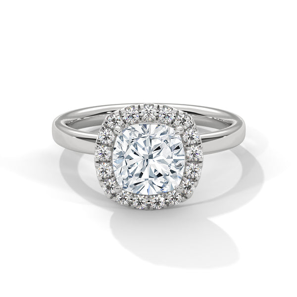 Halo  Cushion Cut Lab Diamond Engagement Ring