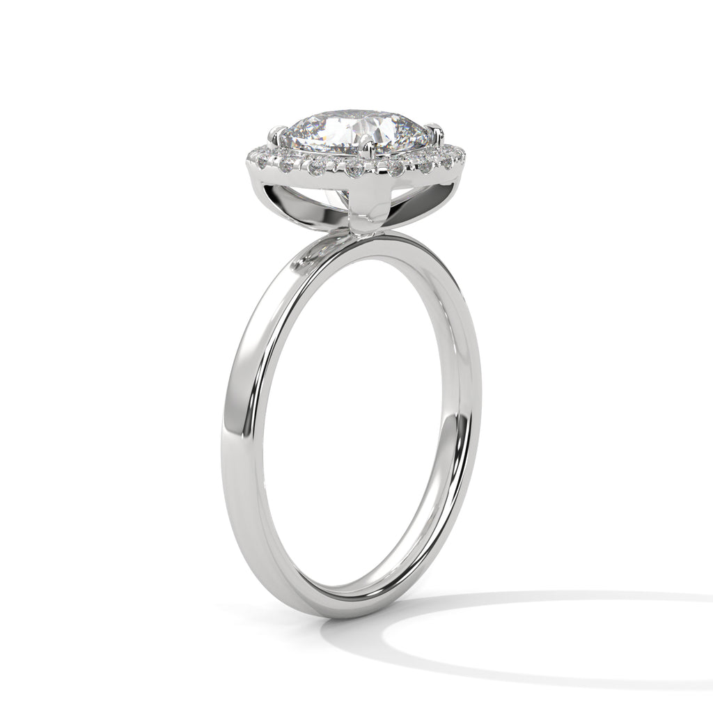 Cushion Cut Halo Diamond Solitaire Engagement Ring