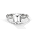 2.40 Carat Emerald Cut Lab Diamond Cathedral Setting Ring