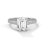 Emerald Cut Lab Diamond Solitaire Ring With Accent