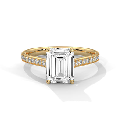 Emerald Cut Lab Diamond Solitaire With Accent Ring