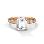 Emerald Cut Lab Diamond Solitaire Ring With Accent