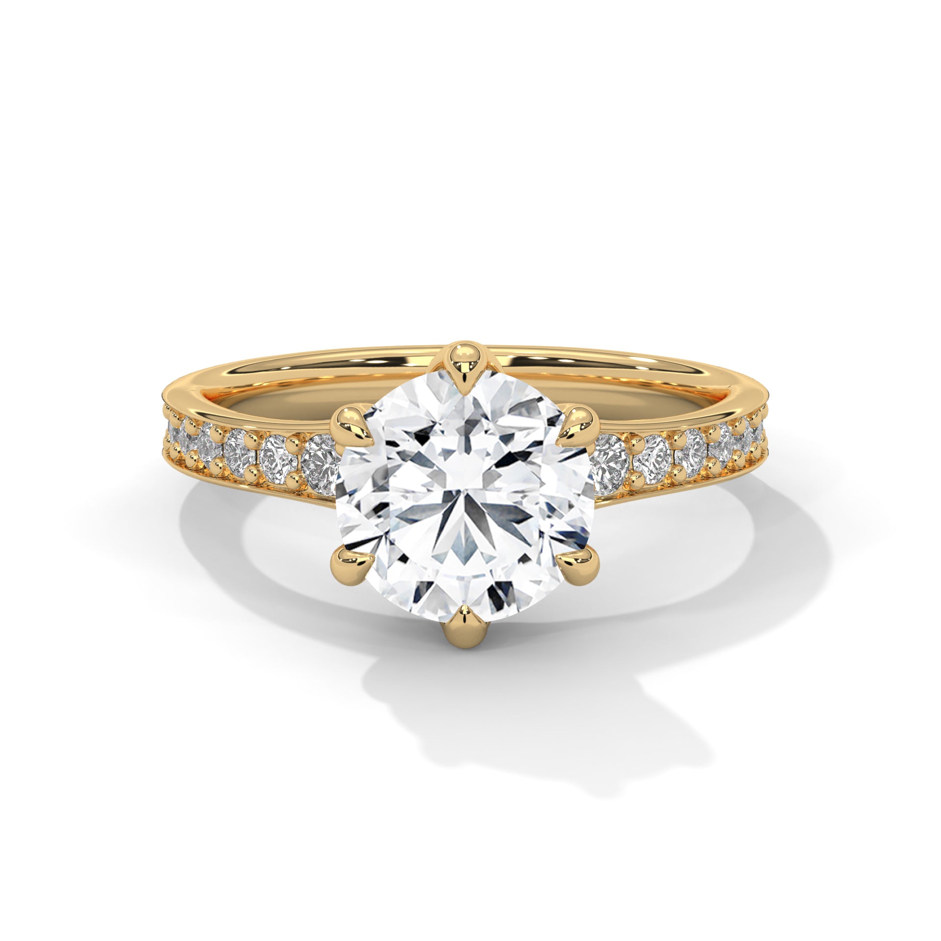 2 Carat Round Cut Lab Diamond Solitaire Accent Ring