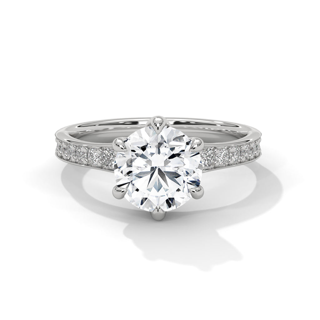 Channel Set Round Cut 2ct Lab Diamond Engagement Ring