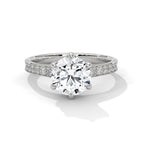 2 Carat Round Cut Lab Diamond Solitaire Accent Ring