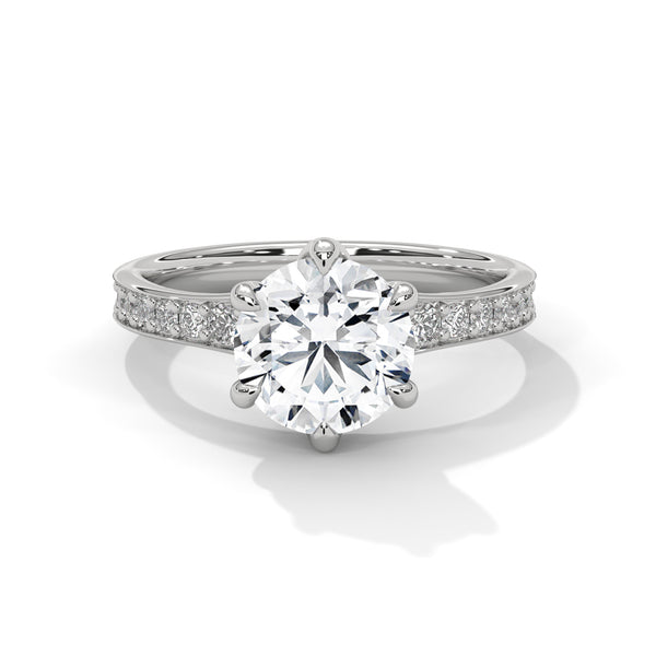 2 Carat Round Cut Lab Diamond Solitaire Accent Ring